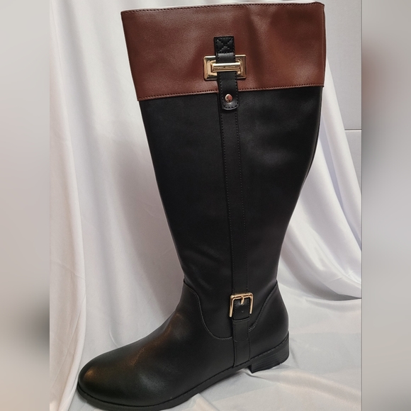 Karen Scott Shoes - Karen Scott Deliee2 Wide Calf 10W Riding Boots Black Cognac